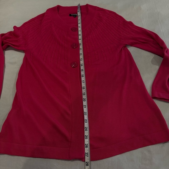 George Pink Cardigan Sweater with Textured Knit - Picture 9 of 9